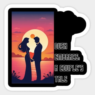 Dusk Embrace: A Couple's Tale Sticker